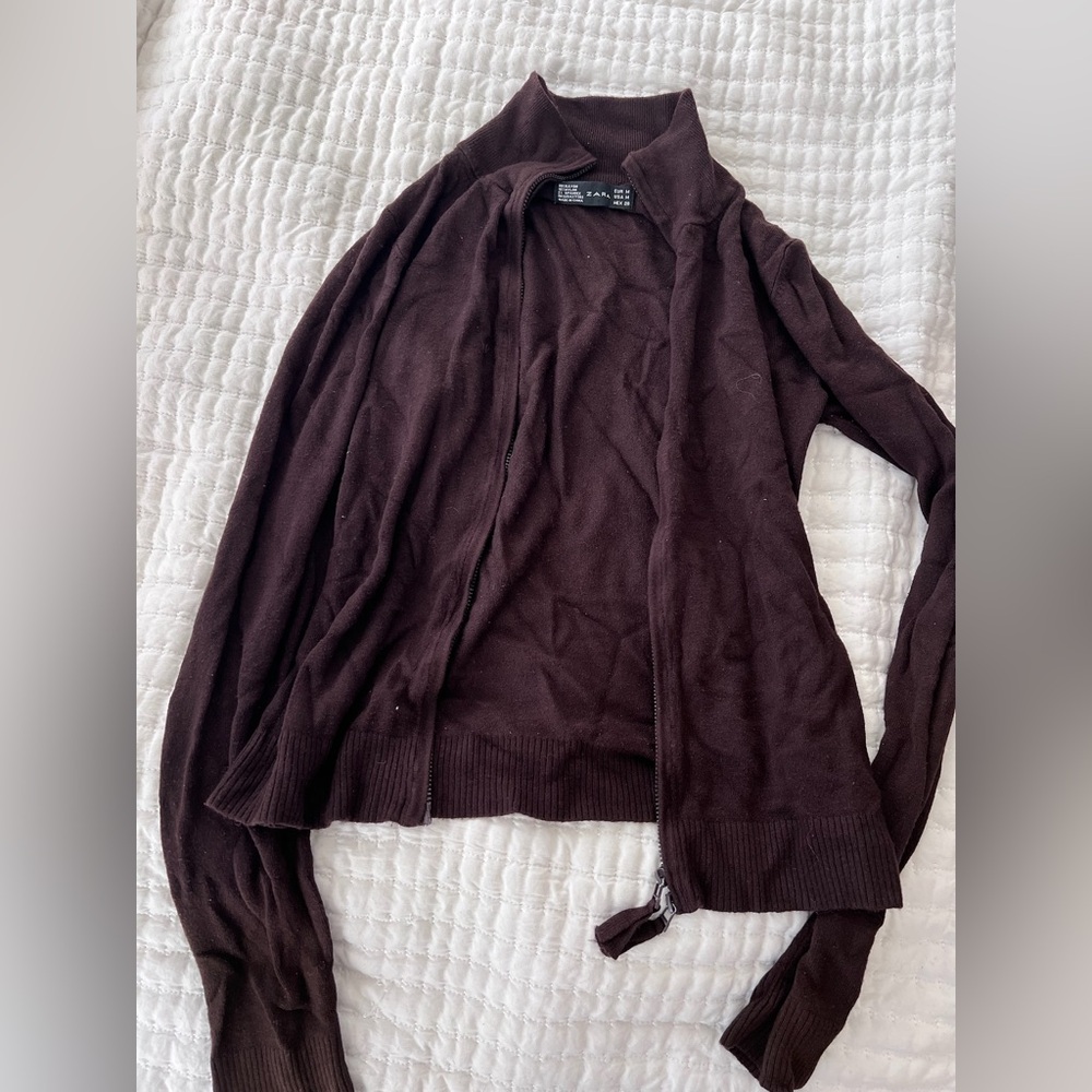 Zara Dark Brown Cardigan Sweater
